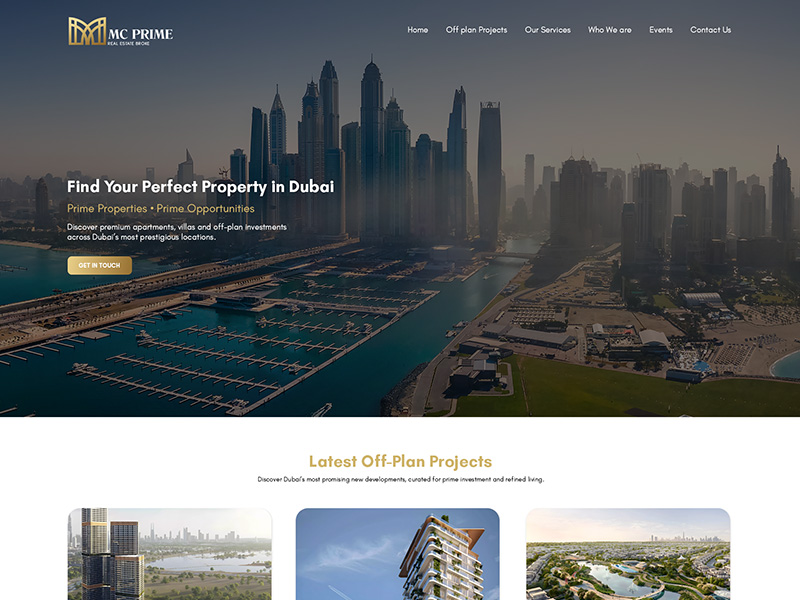 Real Estate Landing page Design and Development